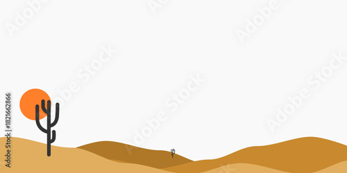 Hot Desert Illustration with Cactus