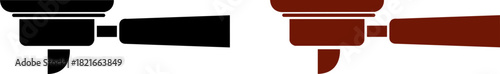 Coffee Portafilter Vector Icons,  Black and Brown Espresso Handle Clipart