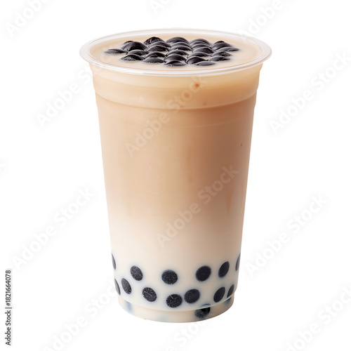 Refreshing Bubble Tea With Fruity Flavor and Chewy Tapioca Pearls Served in a...