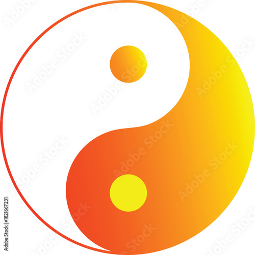 Orange and Yellow Gradient Yin Yang Symbol with White Background taijitu balance