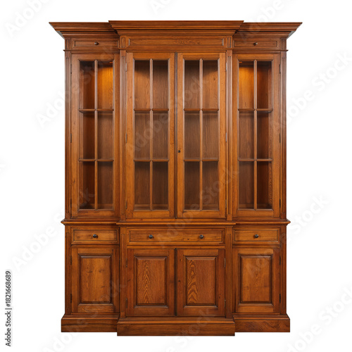 Wooden Display Cabinet With Glass Doors in a Classic Design for Home Decor