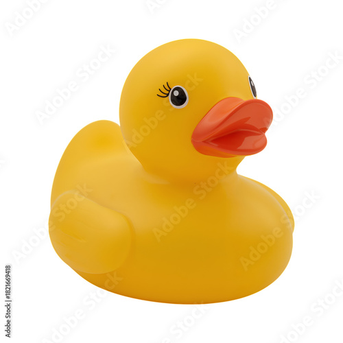Bright Yellow Rubber Duck Floating in Still Water During a Sunny Afternoon