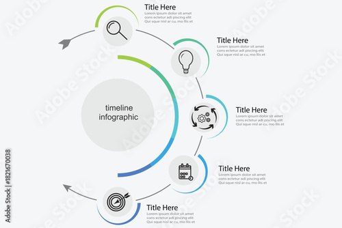 Vector infographic label design with circle infographics template design and 4-5-6 options or steps. Can be used for process diagram, presentations, workflow layout, banner, flow chart, info graph.