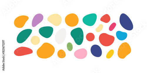 Colorful abstract organic shapes on black background