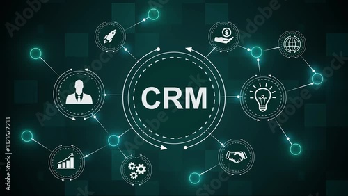 CRM Customer Relationship Management and icon Concept Animation.