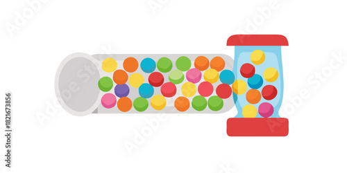 Colorful gumball machine with gumballs candy sweets