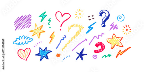 Colorful Hand Drawn Doodle Elements on White Background 8