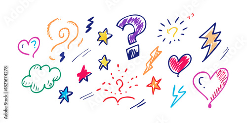 Colorful Hand Drawn Doodle Elements With Transparent Background 1