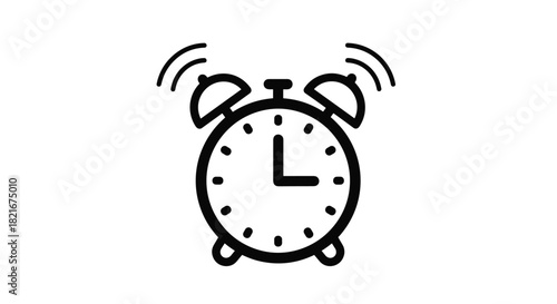 Alarm clock ringing with sound waves indicating it is noisy and loud.
