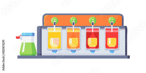 Colorful juice dispenser with four beverage options