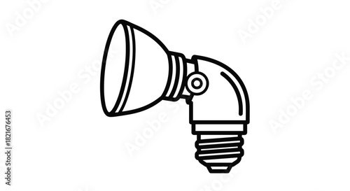 Black and white line drawing of a light fixture with a swiveling neck and a screw-in base.