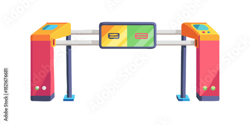 Colorful Security Scanner Gate Machine Vector entrance