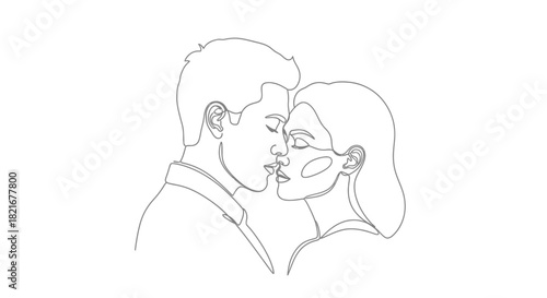 Elegant line art of a couple kissing, perfect for wedding and relationship designs