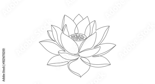 Elegant lotus flower line drawing for modern design projects and artistic creations