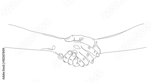 Elegant handshake line art symbolizing partnership and agreement business deal