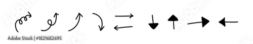 ベクターのペンの手書きの矢印セット 黒