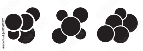 Set of Multiple circle photo collage grid template vector illustration. Black and white picture wall album for abstract background, business, collage art, digital photo. 