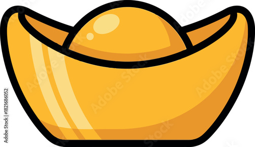 Golden ingot symbol of wealth and prosperity in Chinese culture.