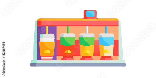 Colorful Soda Fountain Machine with Four Drinks drink dispenser
