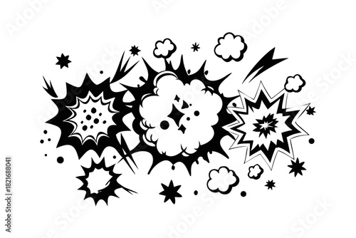 Comic Book Style Explosion Graphics with Transparent Background