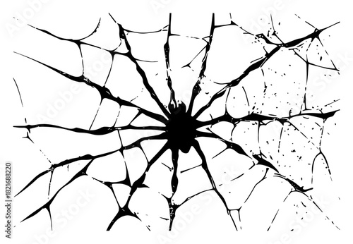 Shattered glass cracks and broken surface texture vector silhouette illustration