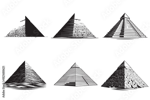 Simple silhouette vector of ancient pyramid on white background