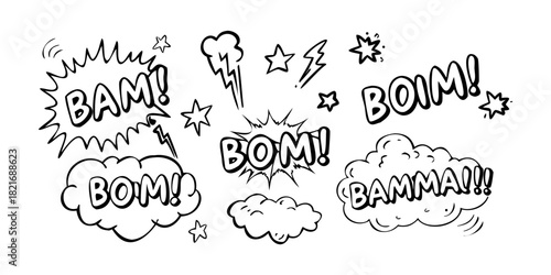 Comic Style Speech Bubbles and Sound Effects explosion
