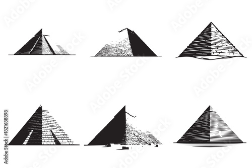 Simple silhouette vector of ancient pyramid on white background