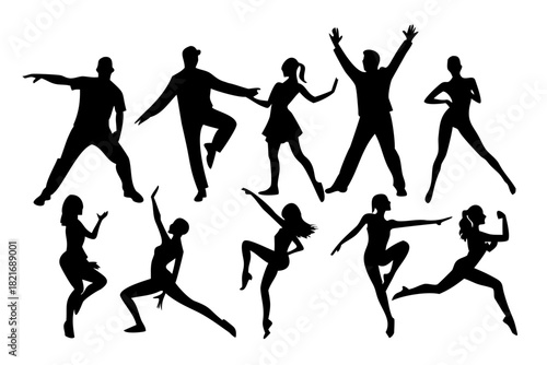 Couple dancing ballet poses with transparent background