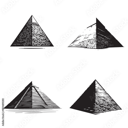 Simple silhouette vector of ancient pyramid on white background