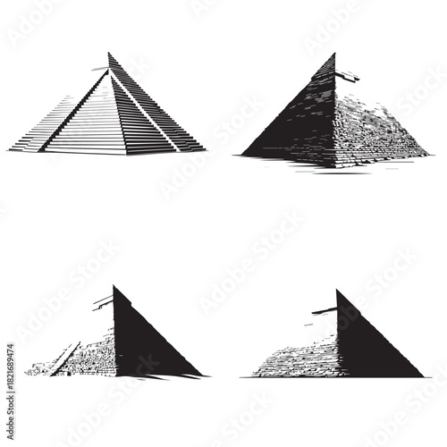 Simple silhouette vector of ancient pyramid on white background
