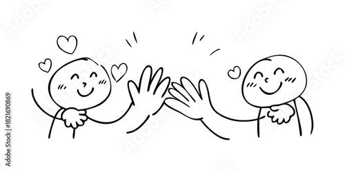 Cute Hugs and High Fives Doodle Icons handshake friendship 2