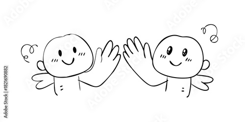 Cute Hugs and High Fives Doodle Icons handshake friendship