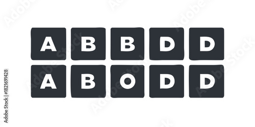 Dark Gray Alphabet Letters A B D in Grid vector