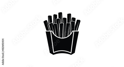 Black french fries in a carton container a striking food silhouette