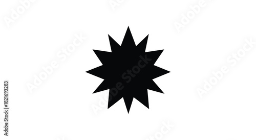 Sharp black starburst shape on a white background a striking silhouette