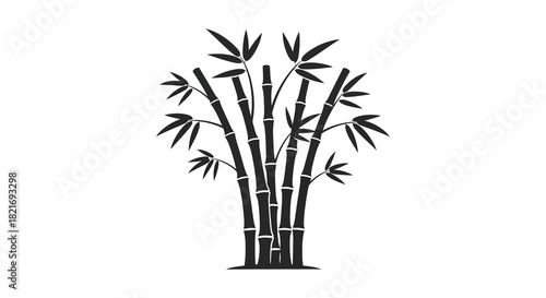 A simple arrangement of bamboo stalks depicted in black silhouette