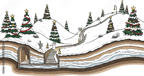 Explore charming winter village scene, Christmas spirit alive