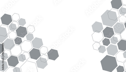 Geometric graphic hexagona gray background molecule and communication. Big data complex with compounds.