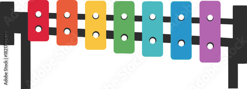 Colorful xylophone vector illustration on black background for children's music learning