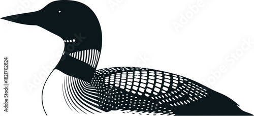 Elegant loon artwork with minimalist design and captivating contrasts suitable for prints