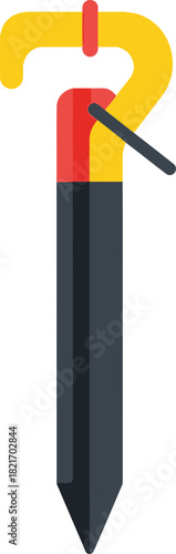 Flat icon of a tool, designed with yellow, red, and gray on a black background for various design