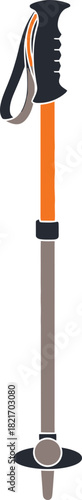 Illustration of trekking pole with distinct segments and comfortable grip structure