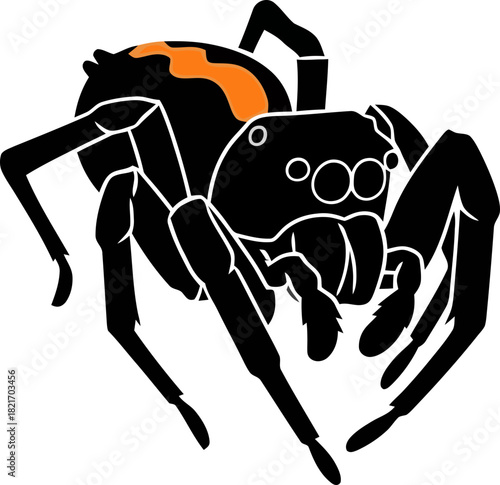 Minimalist graphic depicting a person or character with a playful orange hairstyle shape isolated