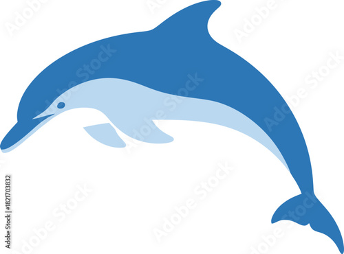 Simplified graphical representation of a dolphin on a black background offers visual clarity