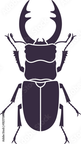 Stag beetle vector illustration showcasing its distinct anatomical features against darkness