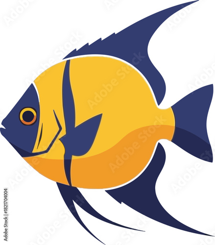 Stylized Angelfish Illustration with Bold Colors and a Sleek Design for Modern Aesthetics