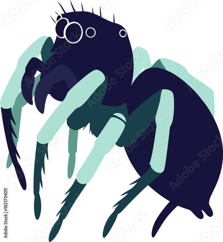 Stylized arachnid illustration featuring simple shapes and contrasting colors for design projects