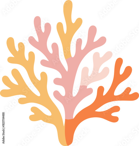 Stylized coral illustration featuring vibrant colors against a dark background illustration