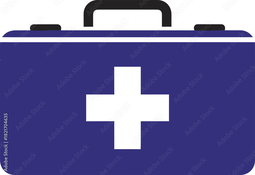 Fototapeta premium Stylized first aid kit icon, medical emergency preparedness and healthcare concept
